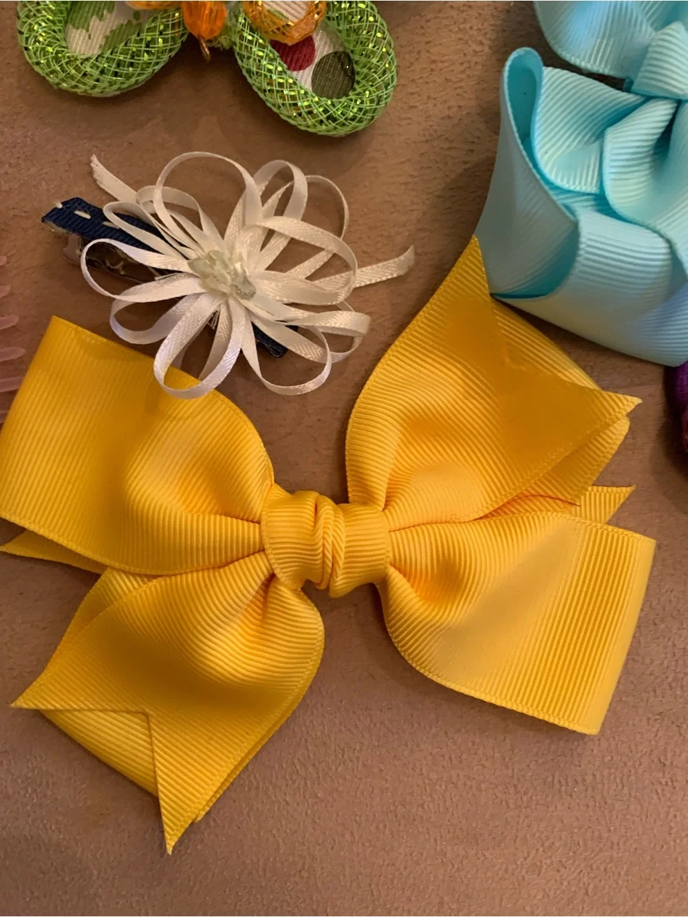 Assorted Kids Hair Bow Set - Yellow, Blue, Leopard, Pink & More